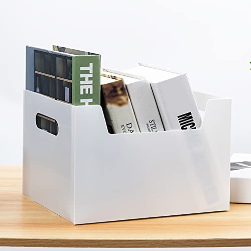 Klyuqoz Desktop Folding Storage Box, Foldable Storage Cubes Pack Of 4, Bookshelf Organizer Pp Plastic Office File Folder Book Organizer For Home, Office, Bedroom, Kitchen (White) #TOP3
