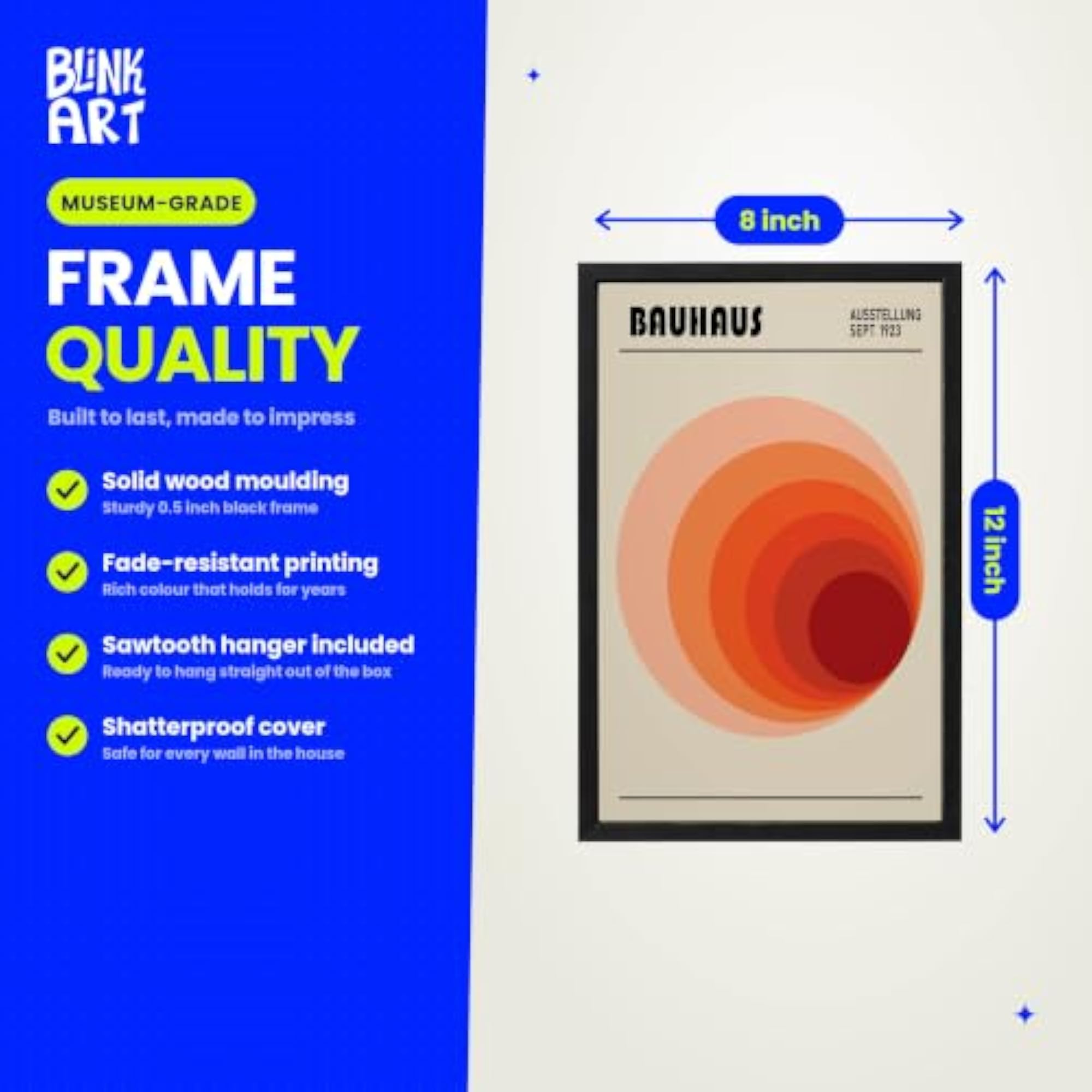 Vintage Bauhaus Geometric Poster, Framed Wall Art