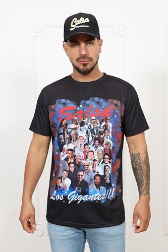 Salsa Legends Los Gigantes T-Shirt – Exclusive Polycotton Tee with Digital Print, Latin Music Graphic Shirt,2