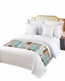 Ldtrchee Bed Runner for Twin Size Bed, Teal Brown Decorative Bed Scarf Throws for Foot of Bed, Country Farmhouse Retro Rural Garage Plank Luxury Bedding Protector Slipcover for Hotel/Home, 71 x 20 in