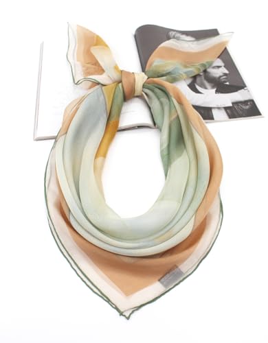 ANDANTINO Silk Chiffon Scarf 43" Large Square Lightweight Headscarf& Shawl for Women Hair Wraps-With Gift Packed3
