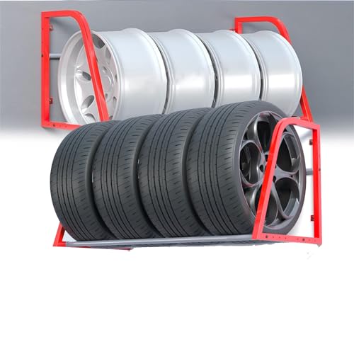Porta Pneumatici da 127 cm/50 Pollici, Supporto da Parete per Pneumatici in Metallo per impieghi gravosi, Sistema di stoccaggio Multi-Pneumatico, per Officina, Posto Auto Coperto, 127 × 60 c