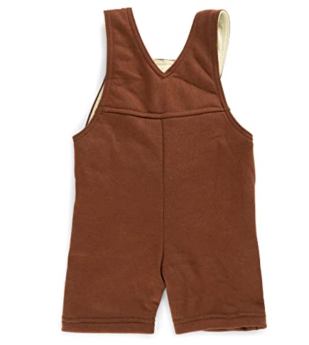 Baby Trachten Latzhose – Kinder Lederhose aus Terry-Fleece mit Stickereien – Oktoberfest Strampler - Overall Trachtenhose Joni (62-68)