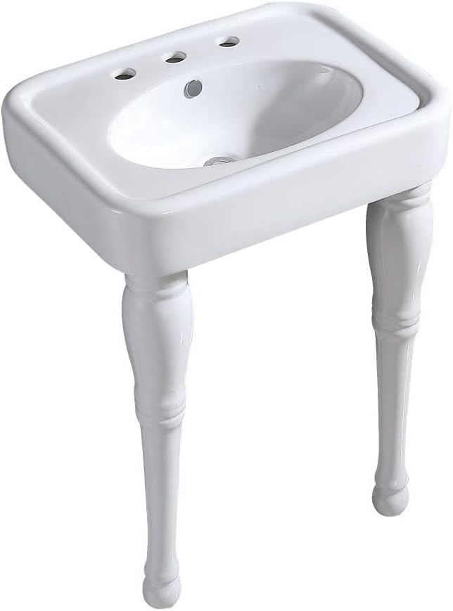 Kingston Brass VPB2268P Derrah 26-Inch Ceramic Console Sink Set, White
