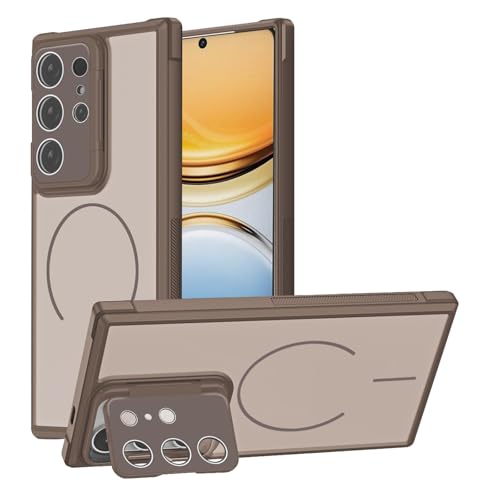 Coque Samsung S26 Plus fine protection objectif intégrée béquille marron