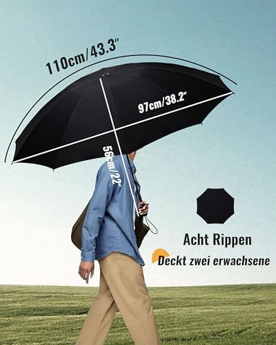 Chakipee Kompakter Reise Regenschirm Groß Sturmfest – Automatik Taschenschirm für Herren und Damen… – Ansicht 3