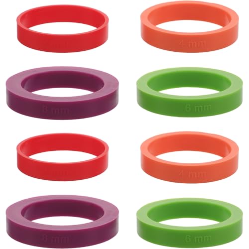 JEWEDECO Lot de 8 Anneaux de Rouleau à Pâtisserie en Silicone pour Guides D'épaisseur de Pâte, Épaisseurs 2mm, 3mm, 6mm et 10mm, Réutilisables pour...
