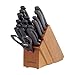 Farberware 5102280 18-Piece Never Needs Sharpening High-Carbon Stainless Steel Knife Block Set with Non-Slip Handles, Natural/Black