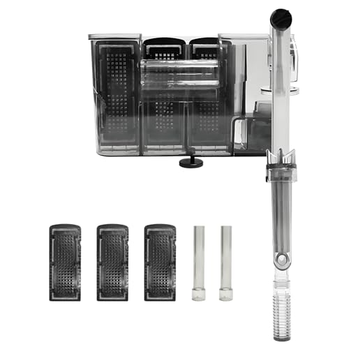 Ysislybin Filtro Externo Acuario, Filtro Acuario 800 L/H, Filtro Colgante Acuario, Flujo de Agua Ajustable Filtros Silenciosos, Filtro Cascada 12W para 30 210 litros de Acuario, Circulación Oxígeno