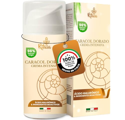 100ml CREMA HIDRATANTE FACIAL BIO con BABA DE CARACOL al 75% y ACIDO HIALURONICO PURO Ritalia® Ingredientes Antiarrugas, Antiedad y Antimanchas para cara y Contorno Ojos MUJER HOMBRE