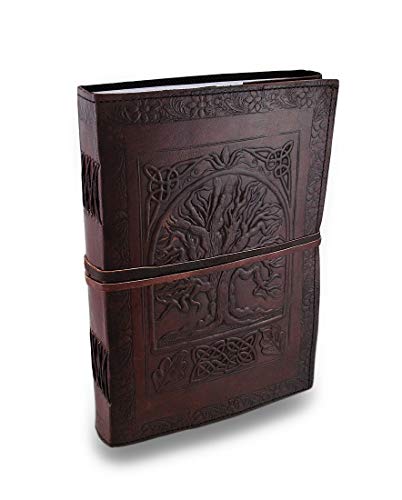 Livre de sort Arbre de Vie en cuir véritable grand format pour croquis de luxe
