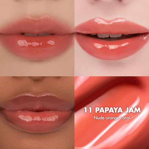 Image of rom&nd THE JUICY LASTING TINT 11 Papaya Jam Nude Orange Coral | Long-Wearing Lip Gloss for Plump, Radiant Lips | Non-Sticky & Hydrating Shine