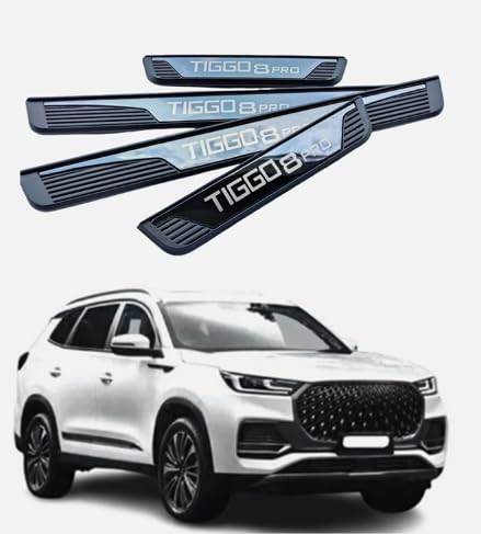 TundraFlow Door Sill Strip for Chery Tiggo 8 Pro 2022-2025 2026 Accessories, Universal Rubber Anti-Scratch Threshold Guards Stainless Scuff Plates Protector Sticker Cover