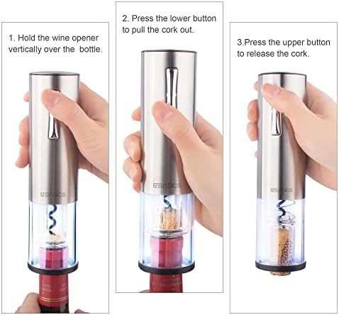 EZBASICS Electric Wine Bottle Opener kit Rechargeable Automatic Corkscrew contains Foil Cutter Vacuum Stopper and Wine Aerator Pourer with USB Charging Cable for Wine Lover 4-in-1 Gift Set