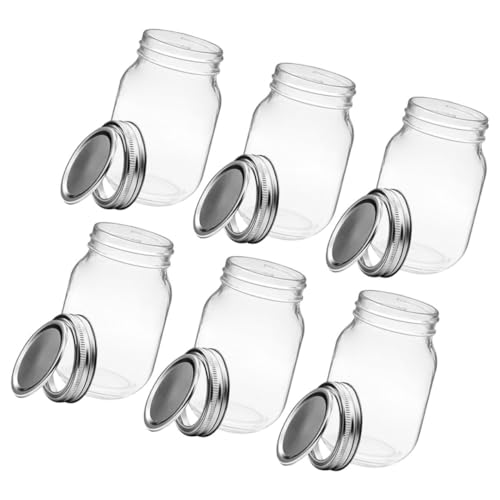 iplusmile 1 Juego Tarro De Ensalada De Frutas Masón De Alimentos Pequeños Tarros De Albañil Recipientes De Preparación De Comidas Con Tapas Vidrio 6 Piezas