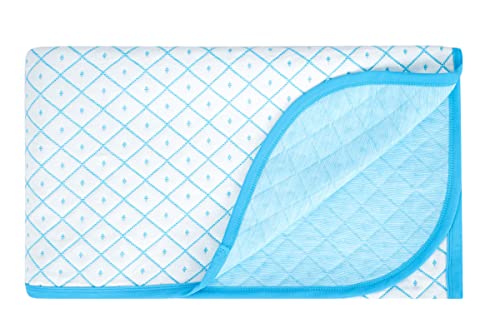 Image of BSB HOME 100% Cotton Reversible Dohar Double Bed, Soft Lightweight Bed Blanket, AC Dohar Blanket for Summers /Winter (Size 90 inch by 88 inch, Aqua & White, Gift Packing Bag)