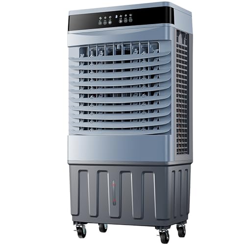 Enfriador de aire evaporativo, ventilador de refrigeración 3 en 1 con 3 velocidades, oscilación automática de 120°, incluye caja de hielo y tanque grande, ideal para uso doméstico, comercial e
