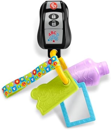 Fisher-Price Birden fazla dil desteğiyle 6 ay ve üzeri bebekler için müzik çalan, dişlik ve ayna içeren Eğlen ve Öğren Eğlenceli Aktivite Anahtarı, HWY40 - Görsel 1