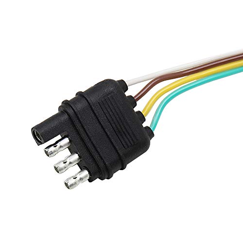 Oyviny 4 Pin Flat Y-Splitter Plug Adapter With 17.5 Inch Trailer Extension Harness Plug And Play Adapter For Led Tailgate Light Bar And Trailer Lights Insulating Housing With Dust Cover #TOP3