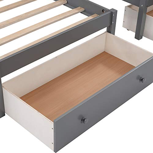 Triple Bunk Bed Full Over 2 Twin Bunk Bed With 3 Drawers And Guardrails, Bunk Bed For Family, Teens, No Box Spring Needed #TOP5