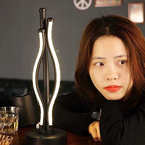 Wiederaufladbare Doppel-Lichtleiste, kleine Tischlampe, wasserdicht und dimmbar, Tischleuchte, Café, Restaurant, Unterhaltungsort, Hotel, Nachtlicht, Dekoration (Farbe: weißes Licht) (weißes Licht) Cover