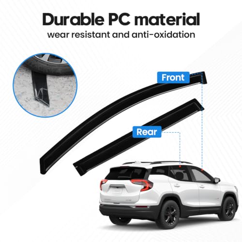 Image of Terrain Rain Guards - Window Visors for GMC Terrain 2018-2024, Out-Channel Side Window Rain Guards for Terrain Accessories, 4PCS, Black, Car Accessories