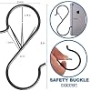 HEDGBOBO 7 Pack S Hooks for Hanging with Safety Buckle, 5 inch Heavy Duty Black Vinyl Coated Wire Shelving Hooks, Pot Rack Hooks for Hanging Plants, Bags, Kitchen Utensils, Cups, Pans #5