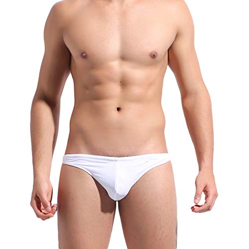 GOGOHOT Mens Fashion Swim Bikini Thongs Swimwear White X-Large