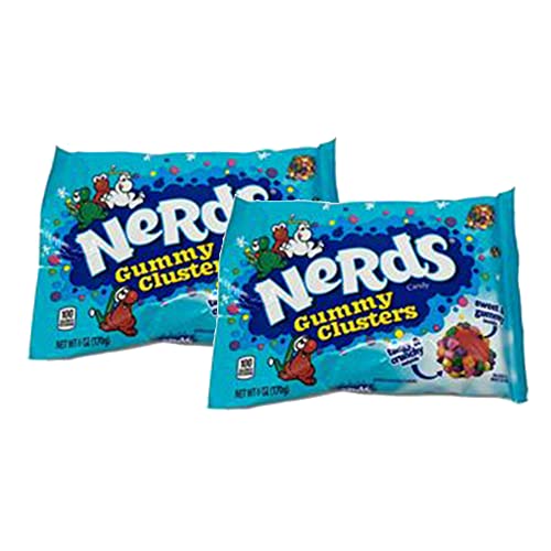 Nerds Gummy Holiday Clusters - 2pk (6oz Bag) - Fruit Flavored Chewy Center Sprinkled with Tangy Nerds Candy - Christmas Themed Party Candy - Classic Nerds Flavors