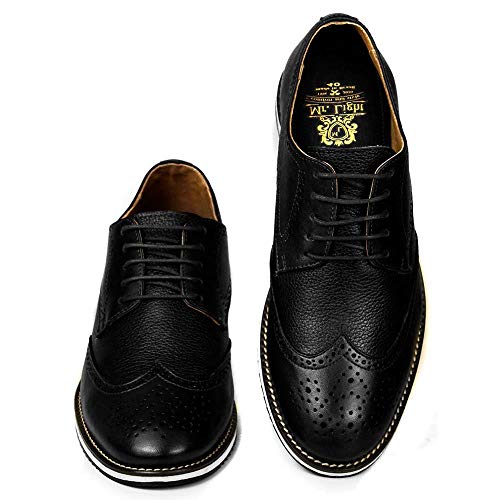 Sapato Casual Brogue Premium Couro Camurça Confort Social Mr Light cor:Preto;Tamanho:40