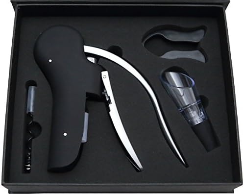 Nuvantee Wine Opener Set - Best Automatic Rabbit Lever Style Corkscrew Bottle Opener - With Bonus Wine Aerator Decanter, Foil Cutter and Replacement Corkscrew Plus Free Wine Guide(e-book) In A Beautiful Gift Box