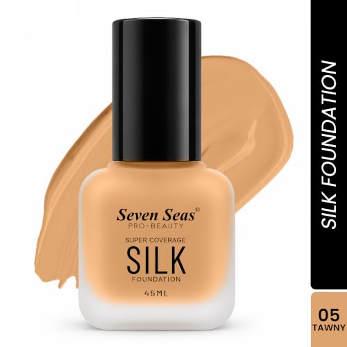 Image of Seven Seas Super Coverage Silk Foundation 45ml Matte Liquid Foundation for Women - Buildable Coverage, Lightweight Formula, Long Lasting Makeup, Silky Smooth Finish(Tawny)