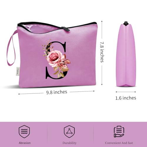 Image of Vavabox A-Z Personalized Makeup Bag, Birthday Gifts for Women Mom, Gifts for Best Friend, Bride Bridesmaid Cosmetic bag (S, Purple)