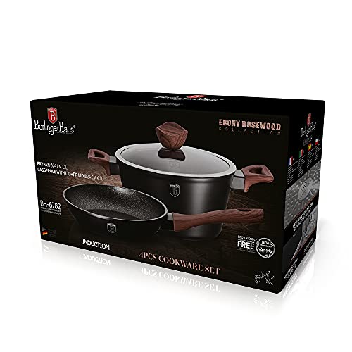 Berlinger Haus Non-Sticking Cookware Set – Ergonomic Delicate Contact Deal with, Turbo Induction Based mostly and Elegant Design – embrace Frypan, Casserole with Lid and Plastic Lid 1 computer | 4 – Piece - Image 3