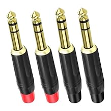 XMSJSIY 6.35mm 1/4" Audio Plugs Connector 1/4 inch TRS Stereo Connector Microphone Solder Type DIY Audio Mic Plug Adapter for DJ Mixer Speaker Guitar Microphone Cable - 4 Pack