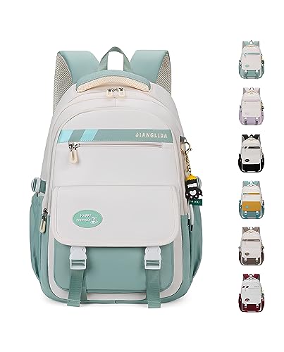 Kawaii Backpack With Cute Accessories Spine Protection Anti-thief Cute Aesthetic Book Bag (Mint Green)