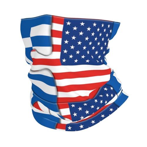 Neck Gaiter Greece Greek Hellene Achaean Argive And American Flag Usa Friendship Face Mask Bandana Rave Face Cover Scarf Mask Balaclava Headband Head Wrap Sports Headwear Outdoors For Men Women2