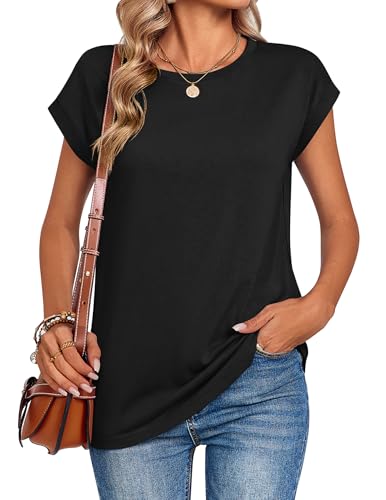 Image of Zeagoo Womens Tops Summer Casual Cap Sleeve Tshirts Shirts Business Dressy Spring Fashion Outfits Trendy Clothes