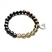 Triple Protection Bracelet with Charm Natural Semi-Precious Gemstone Beads Tiger Eye + Black Tourmaline + Smoky Quartz + Hematite USA HANDMADE