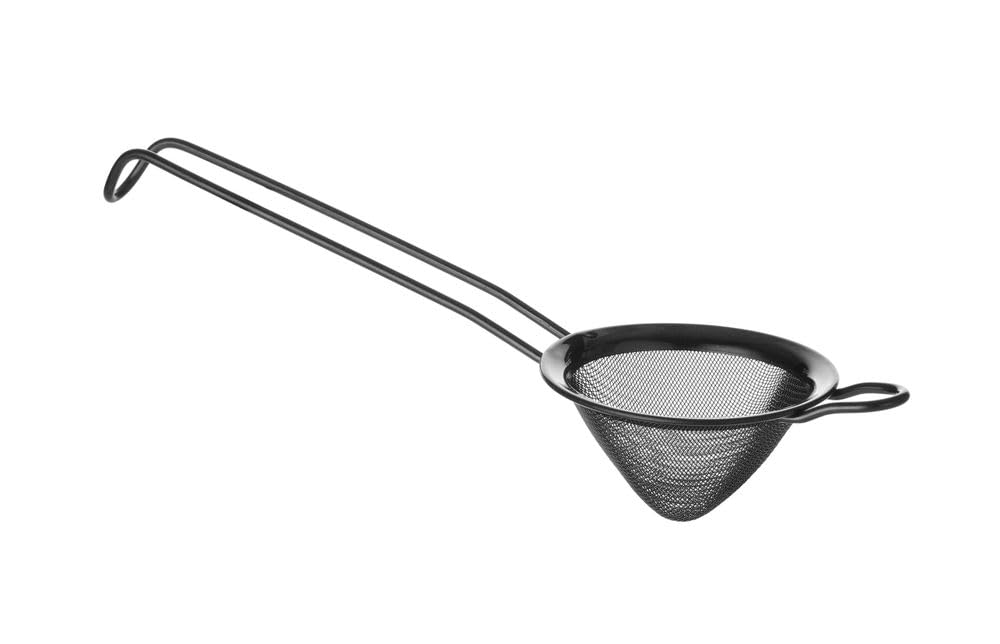 HENDI Bar strainer, conical, cocktail strainer, mesh strainer, kitchen strainer, 75x220mm, stainless steel, black
