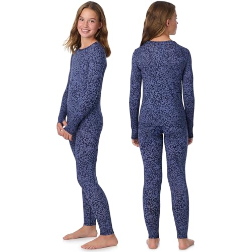 Image of Cuddl Duds Lightweight 2 Piece Active Base Layer Matching Sets for Girls | Kids Everyday Activewear, Long Sleeve Top & Leggings, Back to School & Gym Clothes, Breathable Moisture Wicking Lounge Set