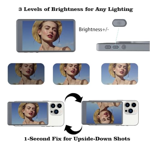 Image of Upgraded 2026 Phone Vlog Selfie Monitor Screen, Portable Back Camera Monitor with Magnetic Connection, Low Latency for Selfie Vlog Live Stream, Compatible with iPhone & Android, White