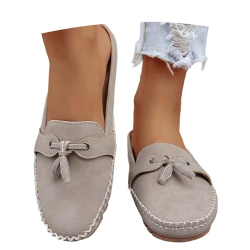 Zapatillas Mujer Verano- Sandalias Cuña Elegantes Pantuflas Planas Informales con Detalle De Flecos Y Puntera Sin Costuras Calzado Cómodo para Estar En Casa A Diario para Usar Todo El DíA Básica
