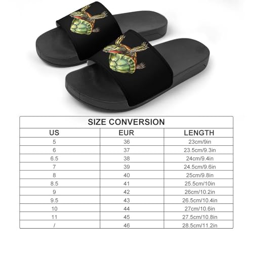Red Eared Slider Turtle Unisex Shower Shoes House Slippers Non-Slip Indoor Bathroom Shoes for Pool Beach 37 (235mm)2