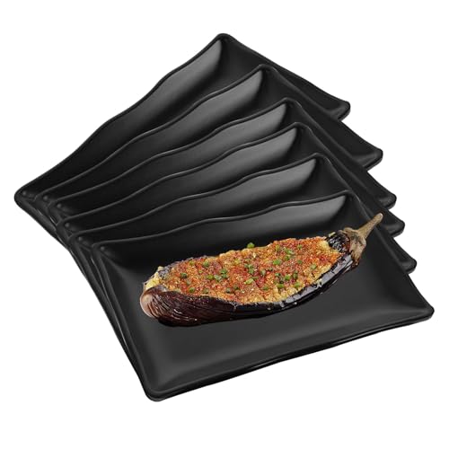 Bcuuozeeing Set di 6 piatti da portata rettangolari in melamina, 8 pollici, in melamina, riutilizzabili, 20,7 x 12,8 x 2,7 cm, per dessert, antipasti, piatti da insalata, contorni di frutta