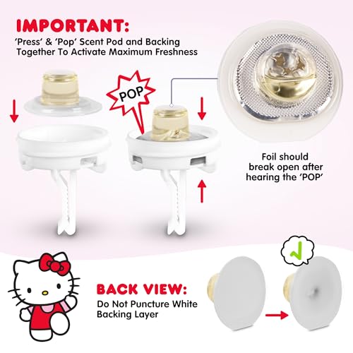 Image of Sanrio Hello Kitty Car Air Freshener for Cars Trucks SUVs, Hello Kitty and Friends Cute Car Accessories for Women Car Decor Hello Kitty Car Accessories, Replaceable Scent Pods - Tropical Fruit Scent