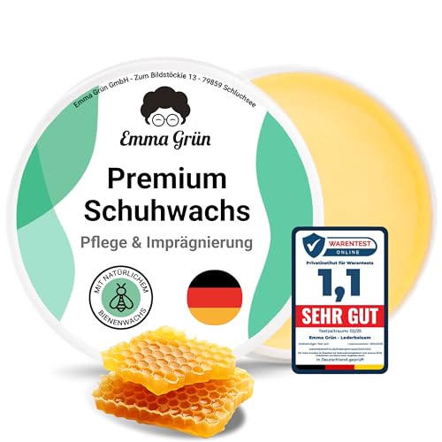 Emma Grün® Schuhwachs Farblos Lederpflege & Schuhpflege 100ml [MIT BIENENWACHS] - Lederbalsam Lederfett Farblos - Lederschuhe Pflege natürlich Made in Germany