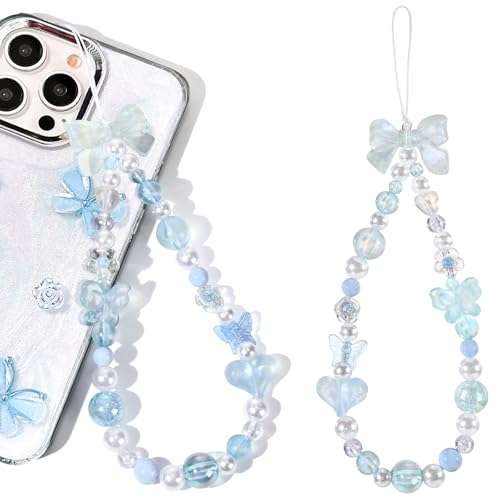 Neptniopllab Phone Charms-1PC Blue Bow Charm Strap Universal Cellphone Lanyard Smartphone Chain String Charm for Phone Case Women(Blue Bow,1PC)