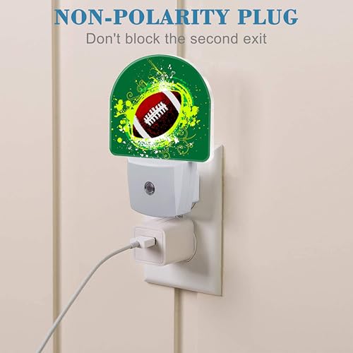 Image of Night Light for Kids Girls Boys, Abstract American Football LED Night Light Plug into Wall with Dusk to Dawn Sensor for Room Decor, Hallway, Kitchen, Bathroom, Nursery, Stairs