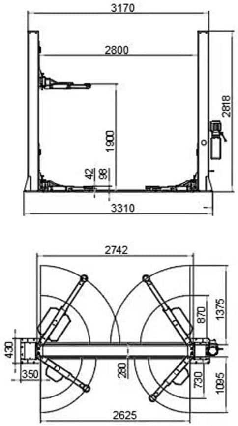 2 Post Car Lift 12000lbs Lifting Capacity Single Lock Release Professional Clearfloor Car Lift Two/2 Post Lift, with CE Certified, Gray